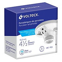 Portalámpara de porcelana, con ladrón y cadena, Volteck - POPO-20 / 46526 Portalámpara de porcelana, con ladrón y cadena, Volteck - POPO-20 / 46526