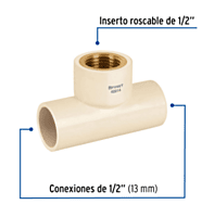 Tee CPVC latón rosca interior 1/2' - CPVC-701 / 48914 Tee CPVC latón rosca interior 1/2' - CPVC-701 / 48914