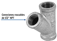 Yee sencilla, acero galvanizado, 1/2' - CG-801 / 47473 Yee sencilla, acero galvanizado, 1/2' - CG-801 / 47473