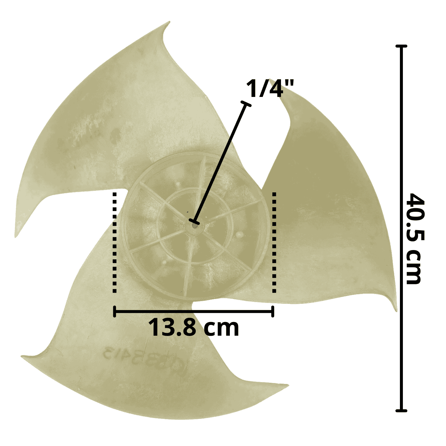 Aspa para Minisplit Condensador 1 Ton, Diametro Exterior 40.5cm, Centro 13.8 cm, Flecha, 1/4 3Hojas - 10333413 Aspa para Minisplit Condensador 1 Ton, Diametro Exterior 40.5cm, Centro 13.8 cm, Flecha, 1/4 3Hojas - 10333413