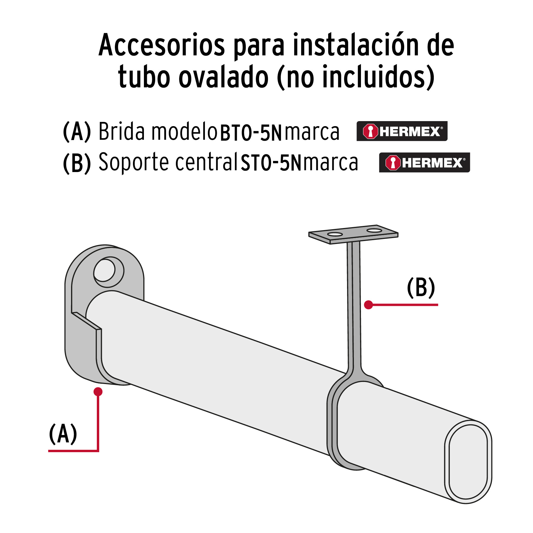Brida niquelada para tubo ovalado de clóset, HERMEX-BTO-5 / 48978