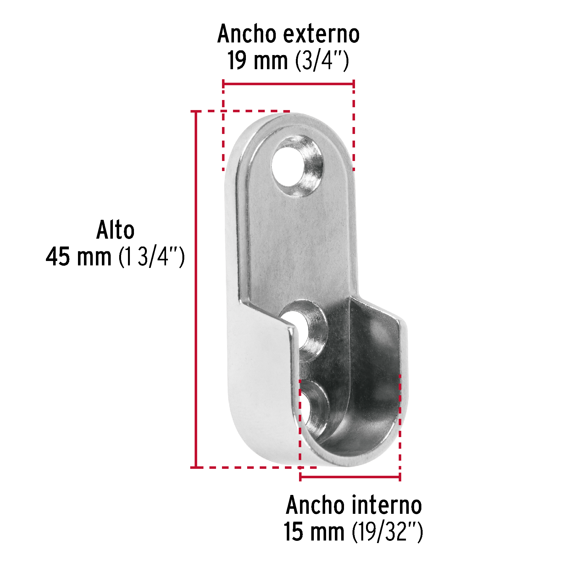 Brida niquelada para tubo ovalado de clóset, HERMEX-BTO-5 / 48978