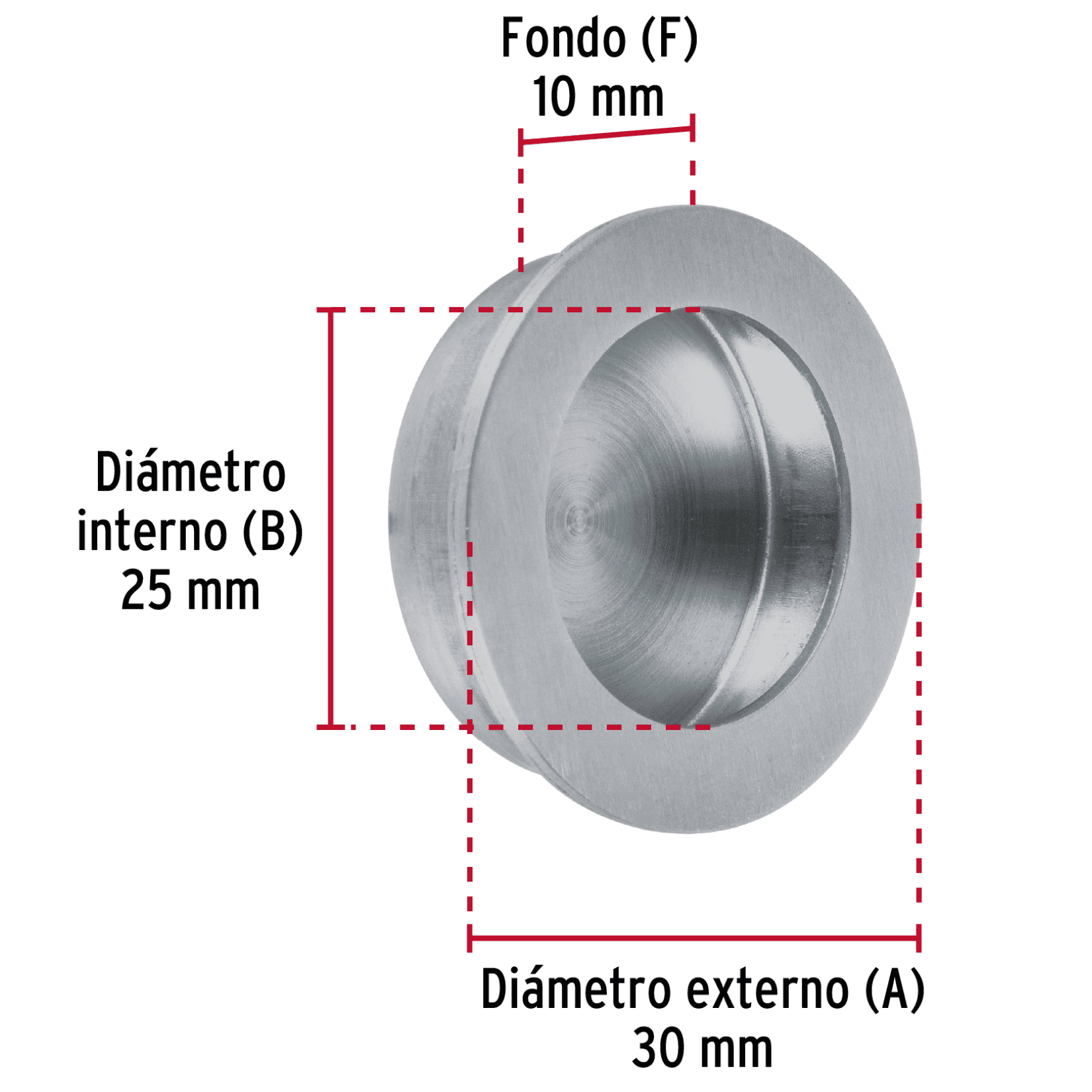 Jaladera de embutir circular No. 2 acabado cromo mate-JALED-32 / 48996 Jaladera de embutir circular No. 2 acabado cromo mate-JALED-32 / 48996