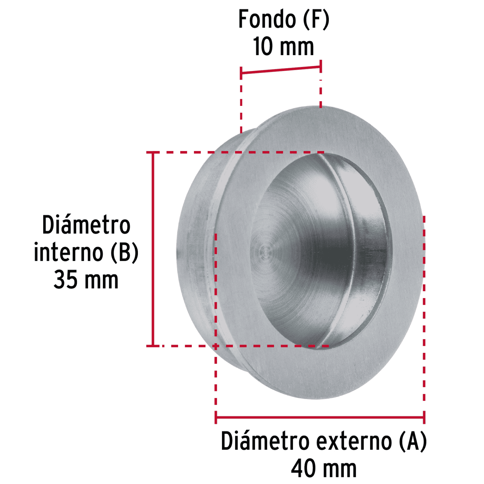 Jaladera de embutir circular No. 3 acabado cromo mate-JALED-33 / 48998 Jaladera de embutir circular No. 3 acabado cromo mate-JALED-33 / 48998