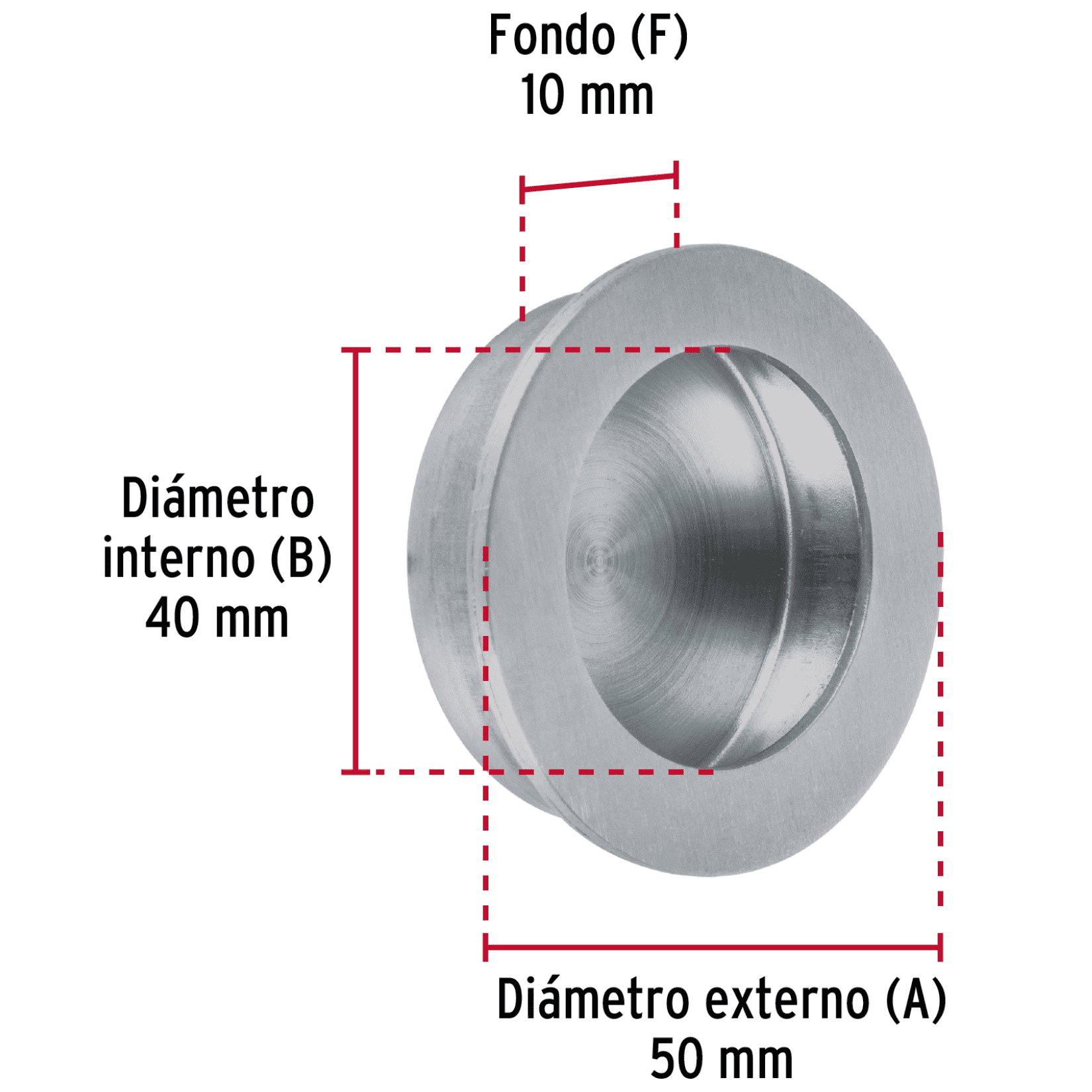 Jaladera de embutir circular No. 4 acabado cromo mate-JALED-34 / 48999 Jaladera de embutir circular No. 4 acabado cromo mate-JALED-34 / 48999