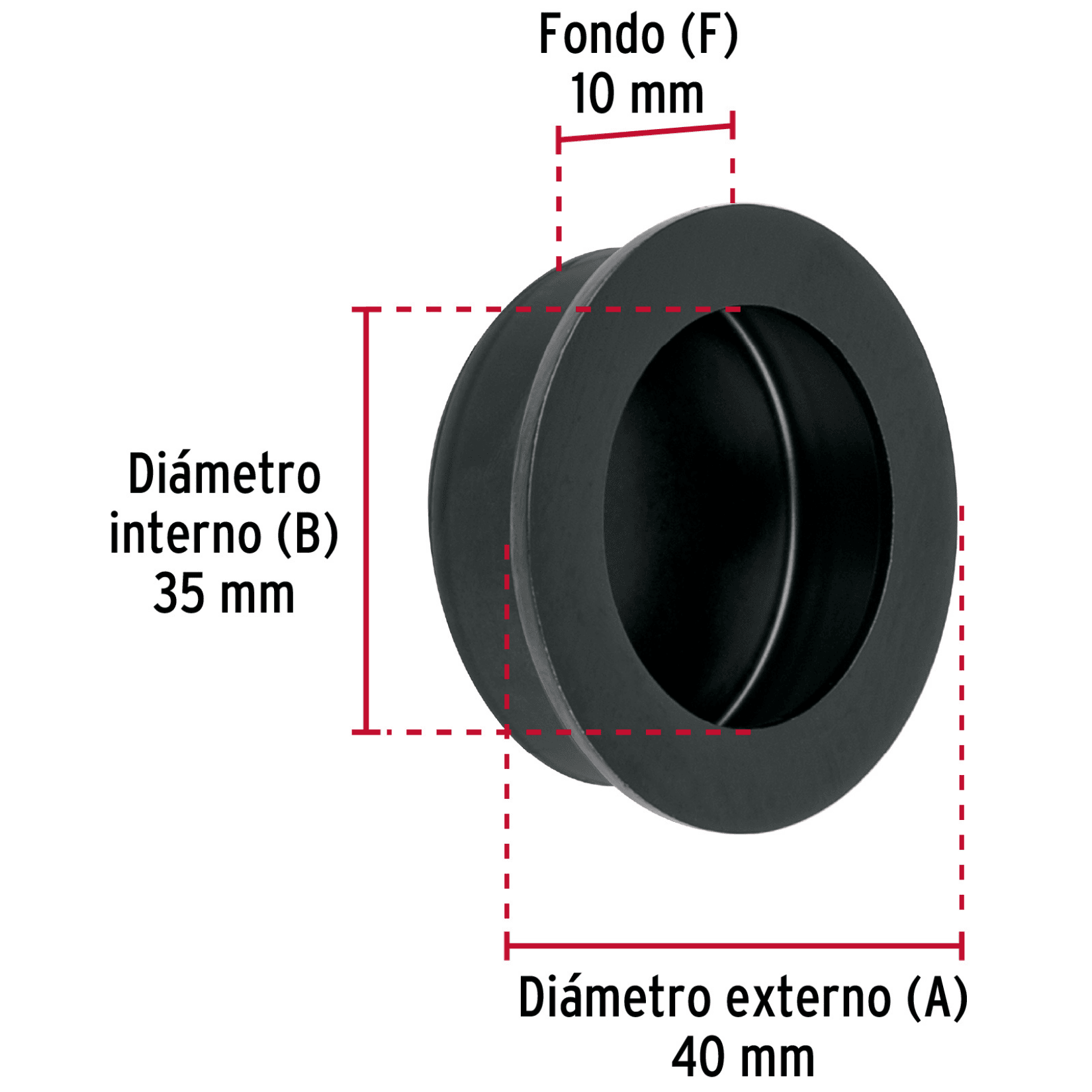 Jaladera de embutir circular No. 3 acabado negro-JALED-63 / 47802