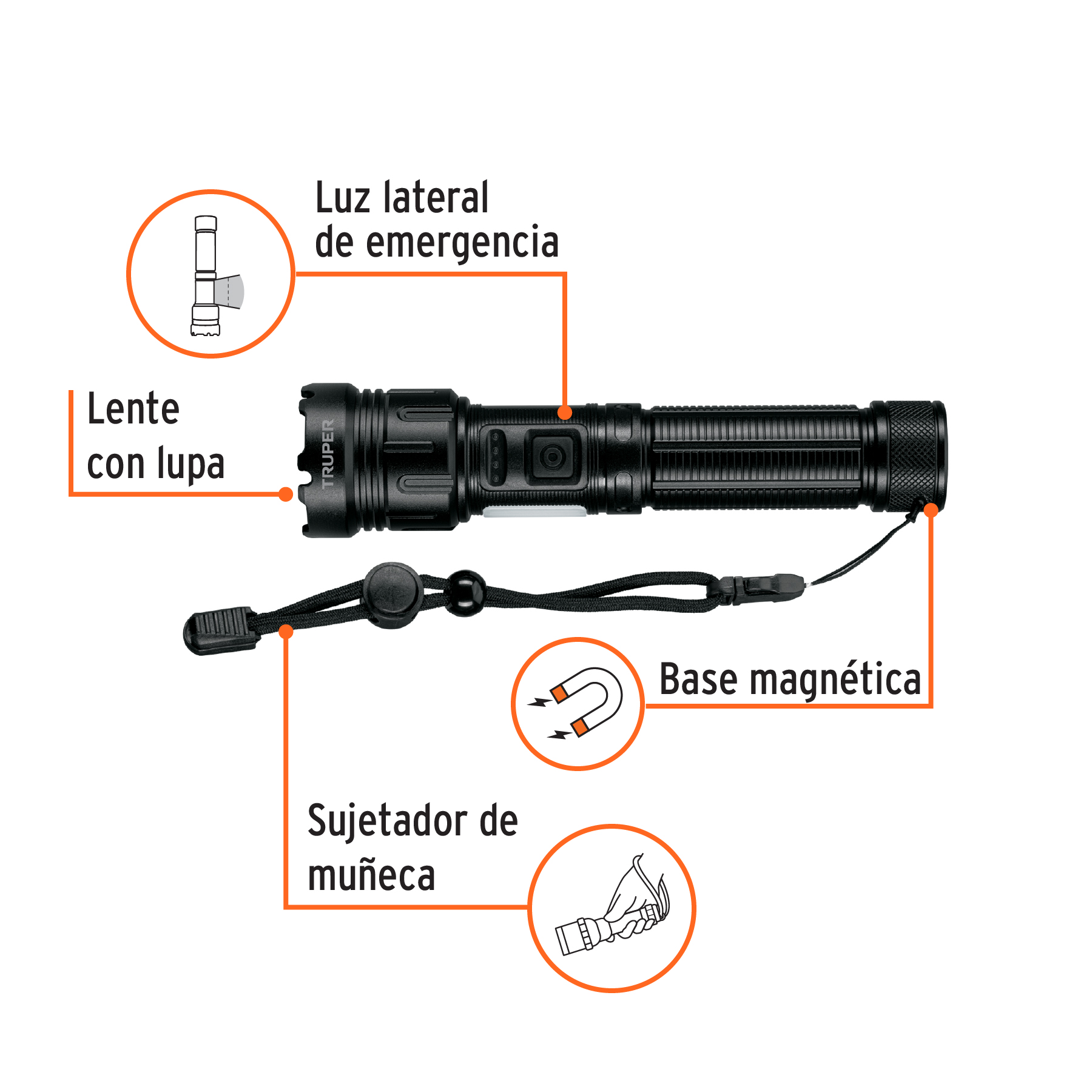 Linterna LED recargable c/luz de emergencia, 410 lm, Truper-LINAR-410 / 103088 Linterna LED recargable c/luz de emergencia, 410 lm, Truper-LINAR-410 / 103088