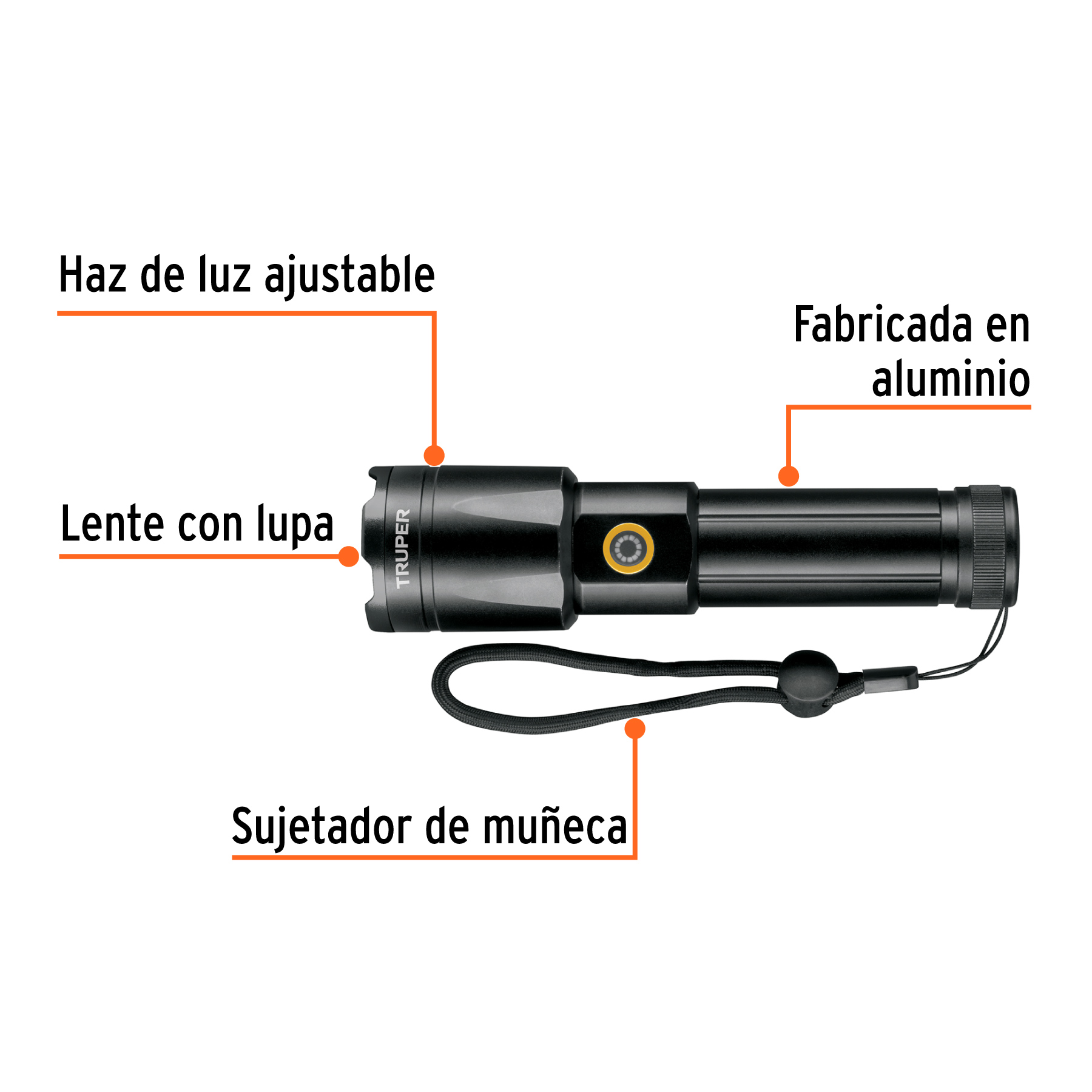 Linterna LED recargable, de aluminio, 1,200 lm, TRUPER - LIRA-1200 / 103100 Linterna LED recargable, de aluminio, 1,200 lm, TRUPER - LIRA-1200 / 103100