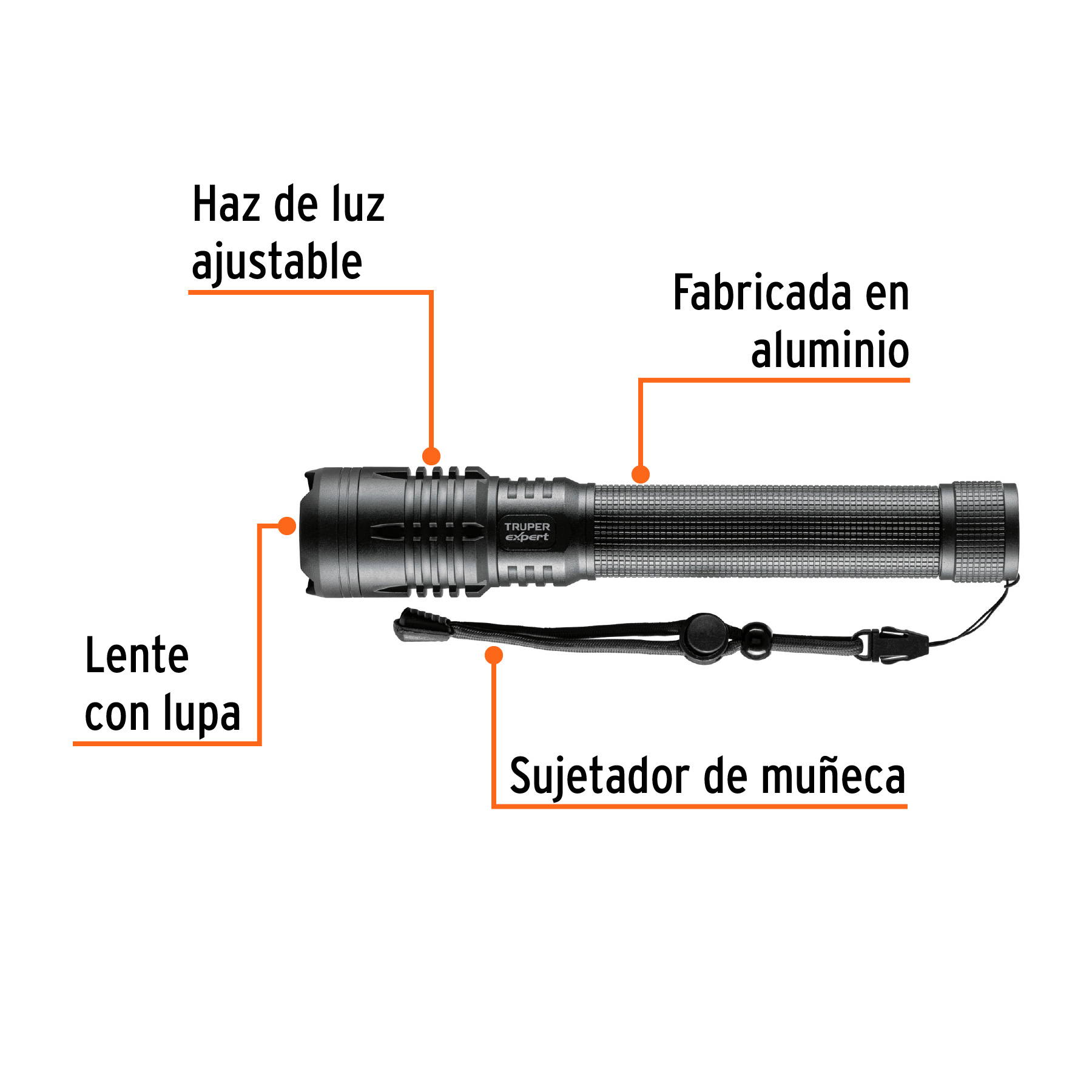 Linterna LED recargable, de aluminio,2,000 lm, TRUPER EXPERT-LIXR-3D / 16779 Linterna LED recargable, de aluminio,2,000 lm, TRUPER EXPERT-LIXR-3D / 16779