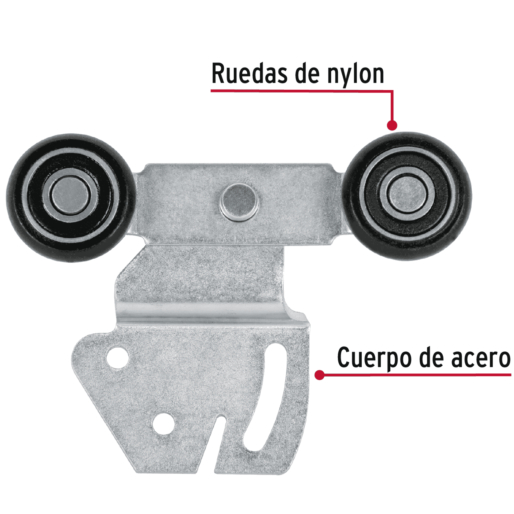 Sistema corredizo doble para riel superior de clóset, HERMEX-SC-02 / 48971 Sistema corredizo doble para riel superior de clóset, HERMEX-SC-02 / 48971