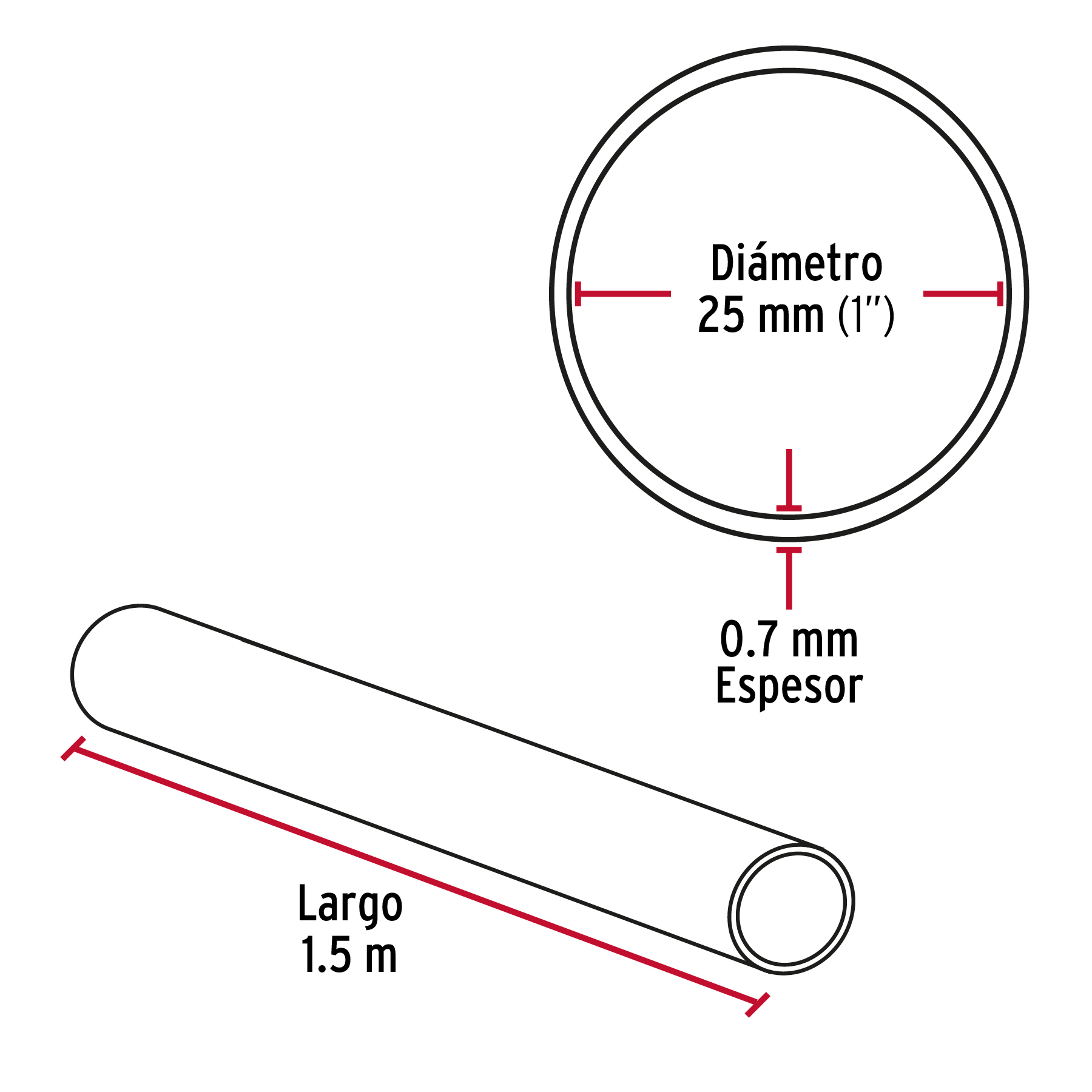 Tubo redondo para clóset,1.5 m, acero cromado, HERMEX - TR-515 / 45894 Tubo redondo para clóset,1.5 m, acero cromado, HERMEX - TR-515 / 45894