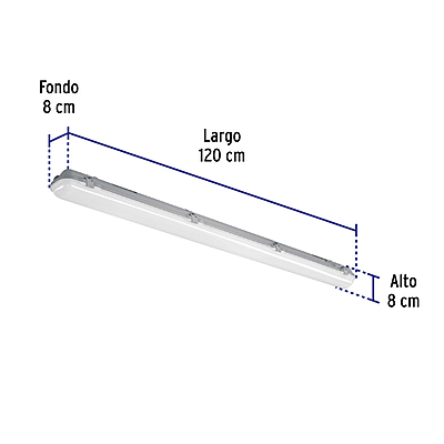 Luminario lineal de LED 36 W de sobreponer a prueba de vapor - 46862 - VAP-001L - Caja con 1 Pieza – Master 8 Luminario lineal de LED 36 W de sobreponer a prueba de vapor - 46862 - VAP-001L - Caja con 1 Pieza – Master 8