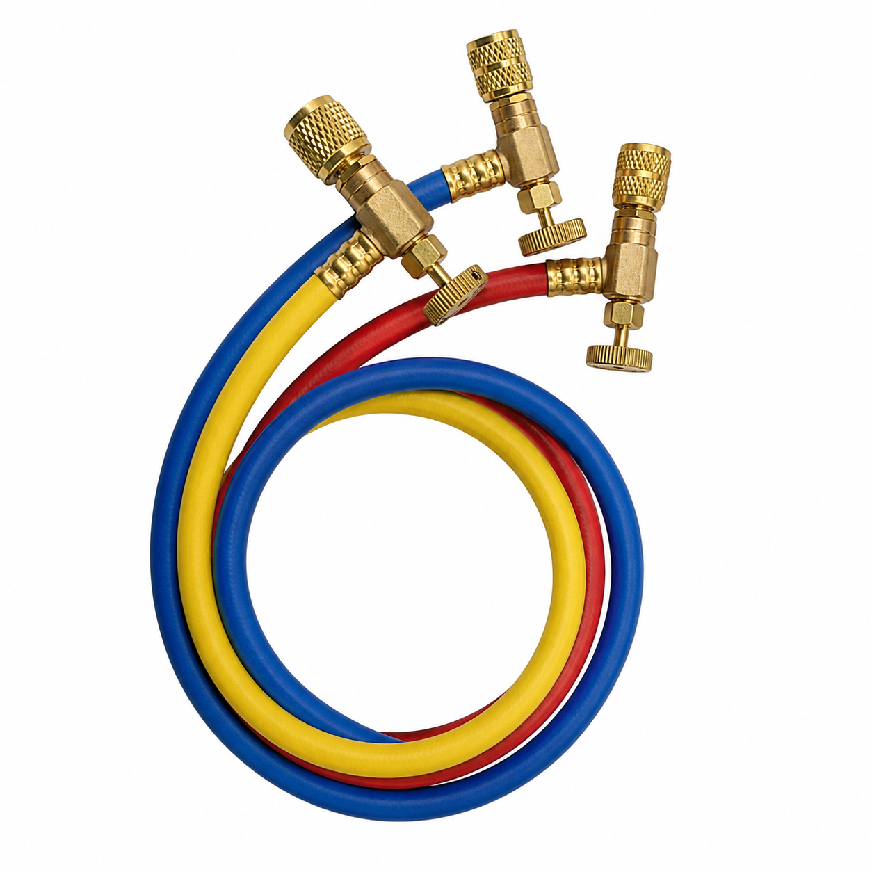 Juego de 3 Mangueras de Carga de Refrigerante con Valvulas de Bola, 800 PSI, 150 CM de Longitud, 1/4"-1/4"(Y), 1/4"-1/4"®, 1/4"-1/4"(B) - WIP-MRH-2CV60° Juego de 3 Mangueras de Carga de Refrigerante con Valvulas de Bola, 800 PSI, 150 CM de Longitud, 1/4"-1/4"(Y), 1/4"-1/4"®, 1/4"-1/4"(B) - WIP-MRH-2CV60°