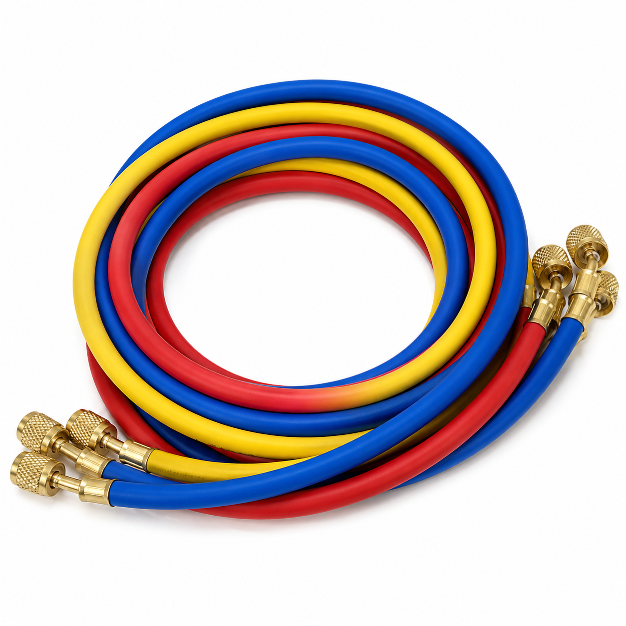 Juego de 3 Mangueras de Carga de Refrigerante con Valvulas de Seguridad, 800 PSI, 180 CM de Longitud, 1/4"-1/4"(Y), 1/4"-1/4"®, 1/4"-1/4"(B) - WIP-MRH-2SV Juego de 3 Mangueras de Carga de Refrigerante con Valvulas de Seguridad, 800 PSI, 180 CM de Longitud, 1/4"-1/4"(Y), 1/4"-1/4"®, 1/4"-1/4"(B) - WIP-MRH-2SV