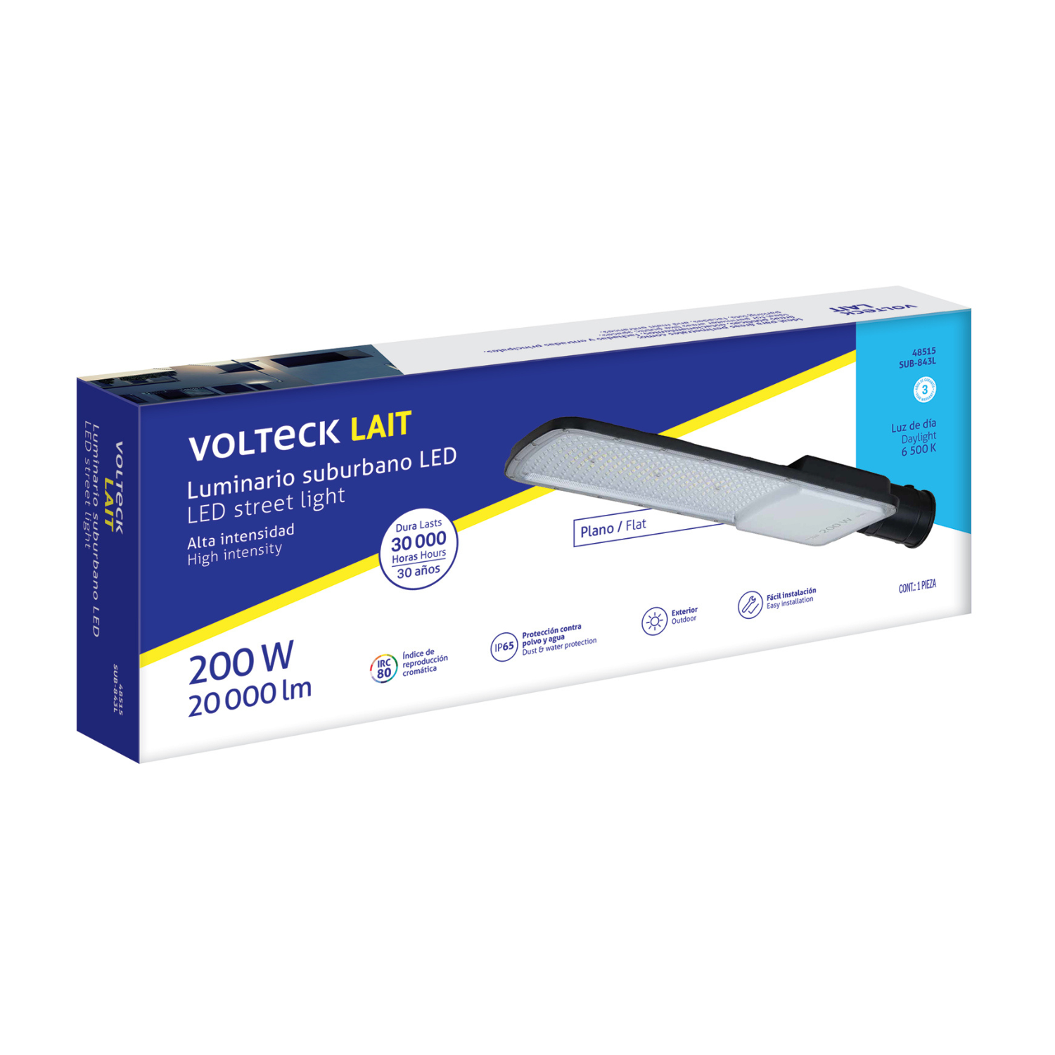 Luminario suburbano LED 200 W 6500 K, plano, VOLTECK-SUB-843L / 48515 Luminario suburbano LED 200 W 6500 K, plano, VOLTECK-SUB-843L / 48515